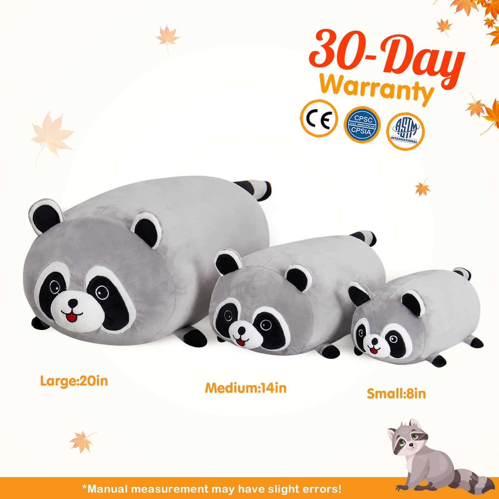 Alternative view of Kawaii Lying Raccoon Plush Pillow