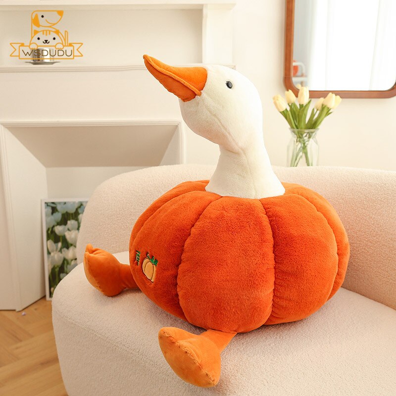 Duck in a Pumpkin Plush Pillow