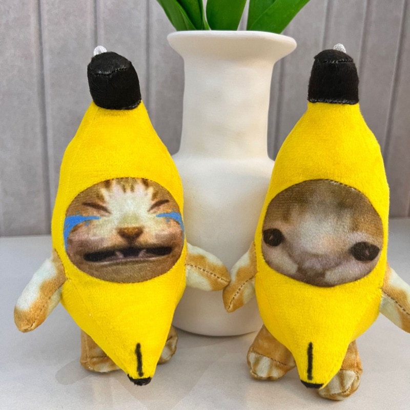Meme Plush Cat in Banana Costume