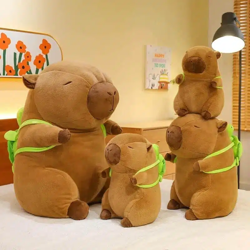 Capybara Stuffed Animal with Turtle Backpack