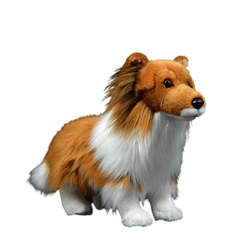 brown and white border collie stuffed animal