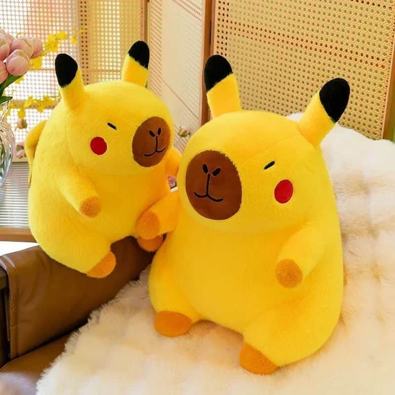 Kawaii Capybara Pikachu Plush 30cm 40cm 50cm Free Stickers 