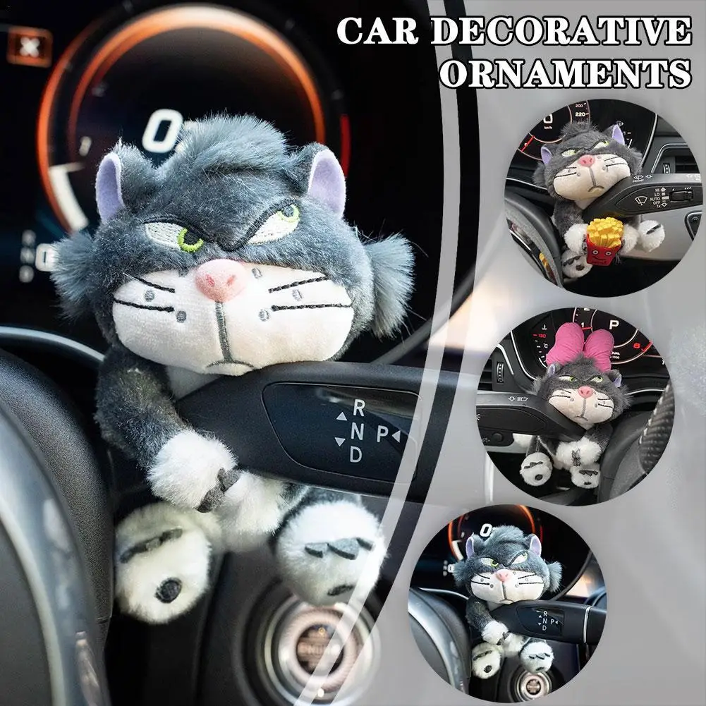 🐱 Cute Cartoon Lucifer Cat Car Decoration – Plush Wiper & Turn Signal Accessory