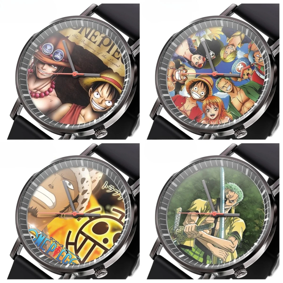 Reloj de One Piece Luffy, figura de acción de anime, Fire Fist Ace, reloj analógico de cuarzo para hombre, niño, niña, para regalo.