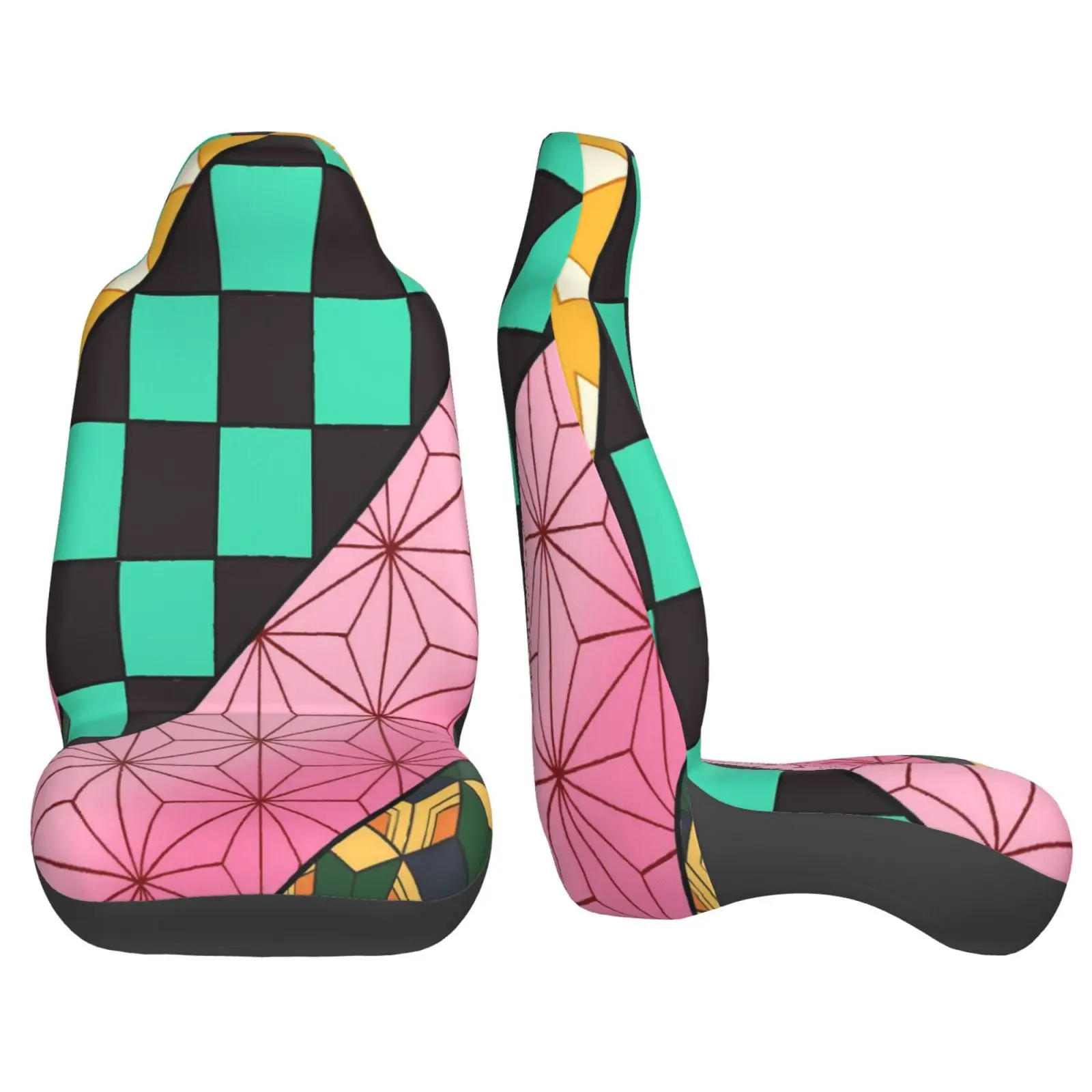 Demon Slayer Front Seat Covers – 2 Pcs Anime Car Seat Protector - Image 4