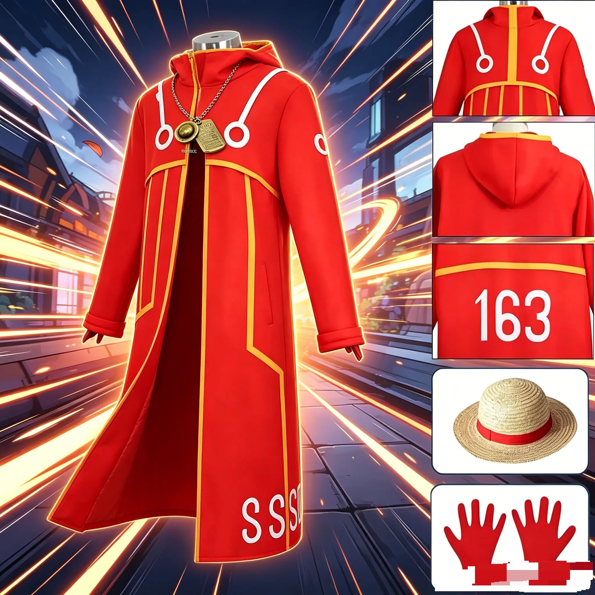 Luffy Egghead Island Cosplay Costume Robe Jacket & Hat
