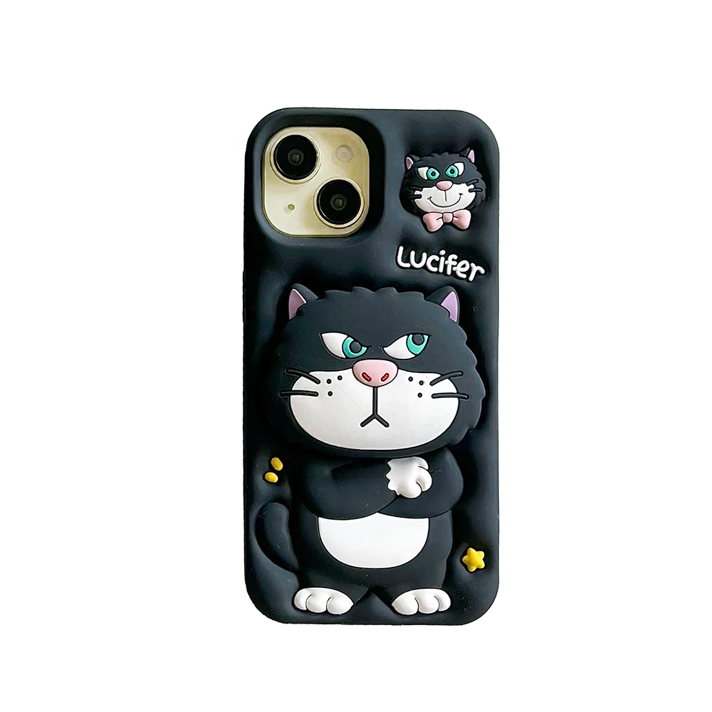 🐱 Cute 3D Lucifer Cat Silicone Phone Case with Stand - Image 6