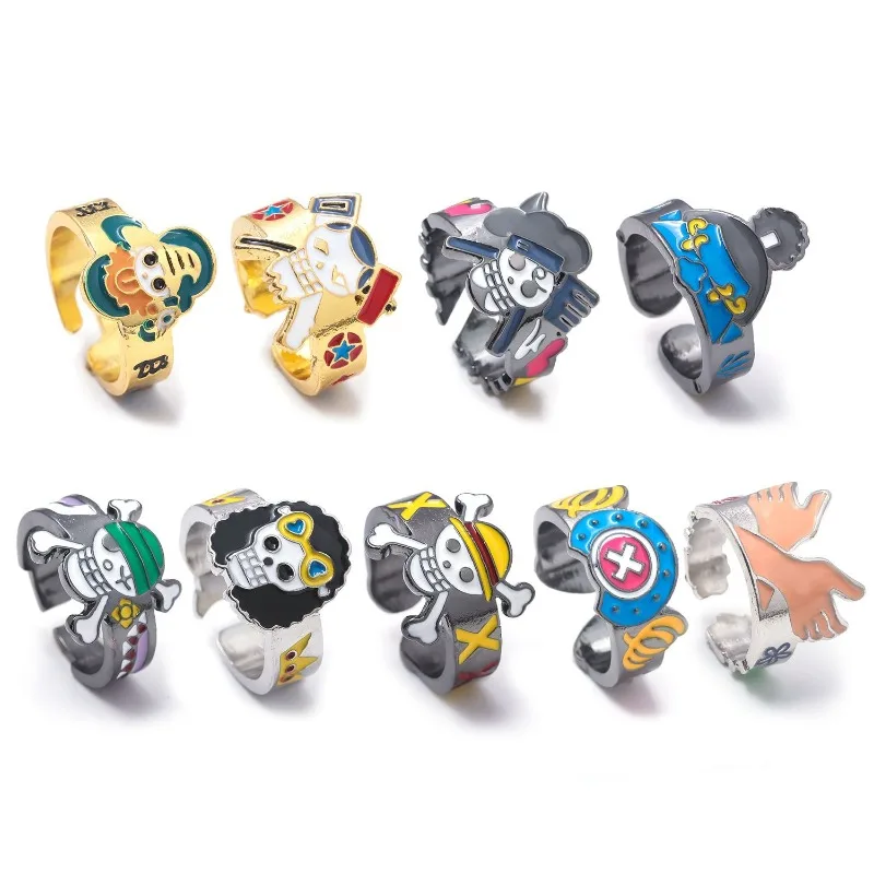 Alternative view of Anillo Popular de One Piece con Diseño de Sombrero de Paja de los Piratas, Anillo Personalizado de Luffy, Zoro, Sanji, Nami, Robin, Chopper, Regalo Creativo