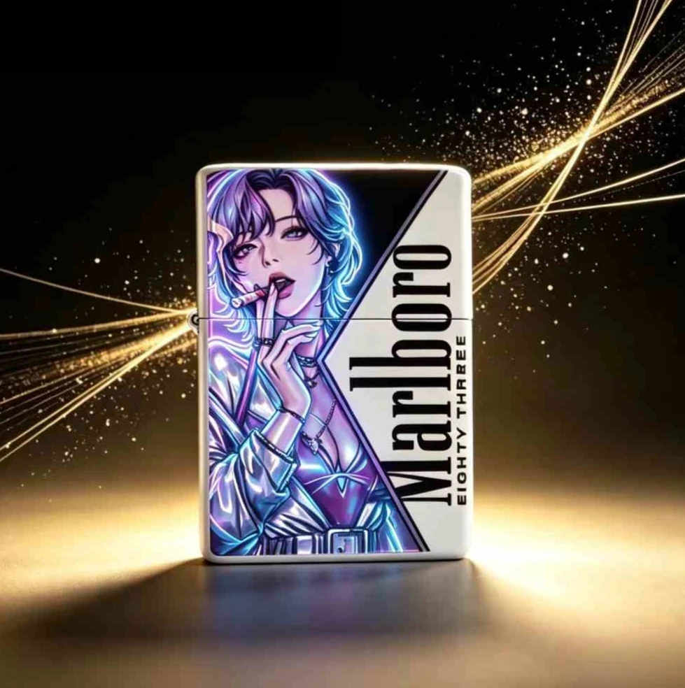Encendedor de Queroseno con Diseño de Chica Anime, Resistente al Viento, con Tapa Abatible, Rueda de Encendido, Herramienta Pequeña para Fumar, Regalo para Hombres - Image 4