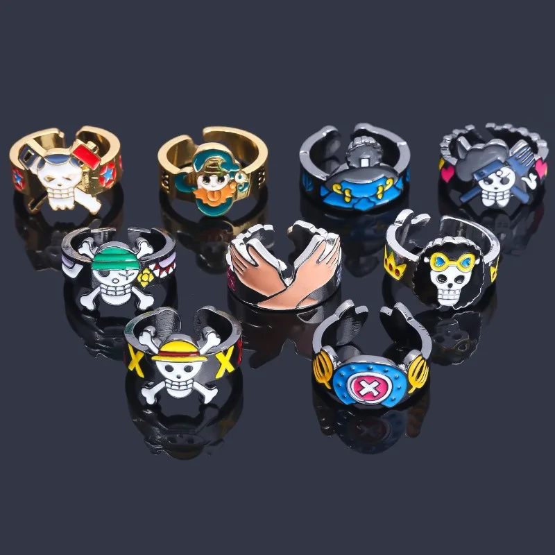 Anillo Popular de One Piece con Diseño de Sombrero de Paja de los Piratas, Anillo Personalizado de Luffy, Zoro, Sanji, Nami, Robin, Chopper, Regalo Creativo