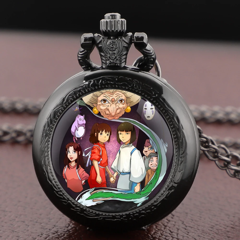 Reloj de Bolsillo con Diseño de Personajes de Anime, Esfera Árabe, Collar Vintage, Reloj Colgante para Hombre y Mujer, Cadena, Regalo, Relojes de Bolsillo
