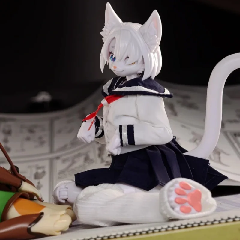Figura de Acción Articulada Kemopla, Chica Gato, Chica Lobo, Mecha Posable, Modelo de Plástico Coleccionable, Decoración de Escritorio para Adultos