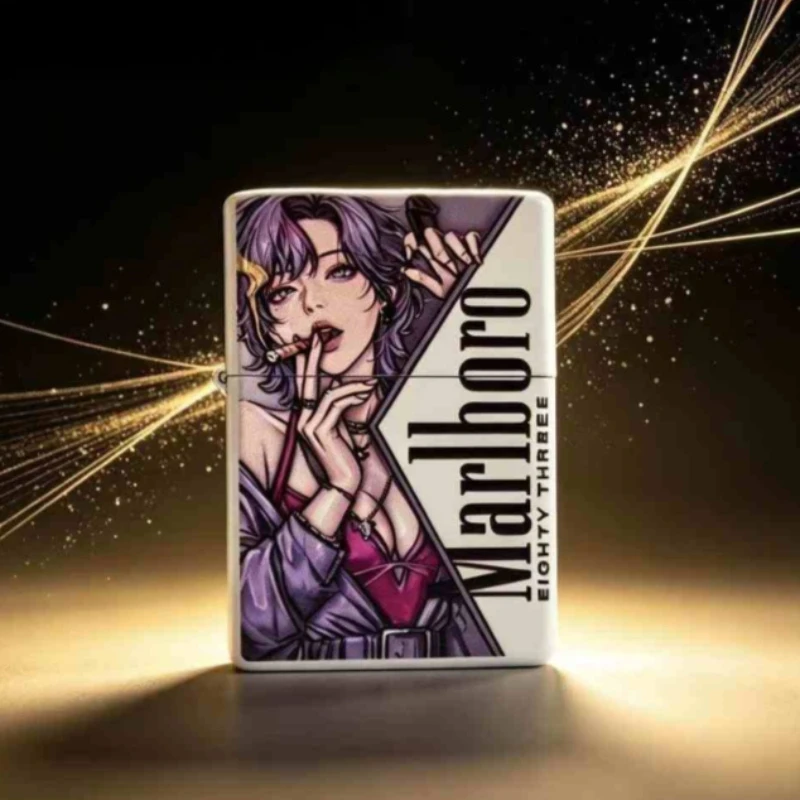 Encendedor de Queroseno con Diseño de Chica Anime, Resistente al Viento, con Tapa Abatible, Rueda de Encendido, Herramienta Pequeña para Fumar, Regalo para Hombres - Image 6